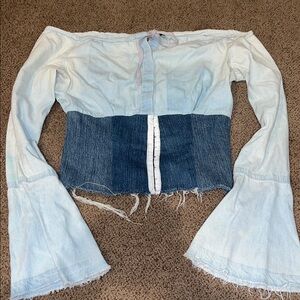 One of a Kind Re:Muse denim shirt off shoulder small medium